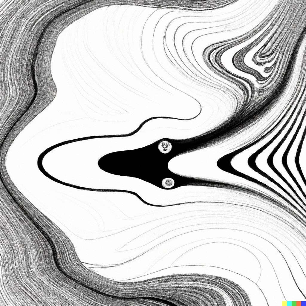 the discovery of gravity, digital art, op art